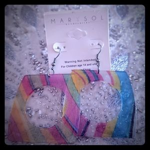 3 for $10 earrings multi-color square plastic